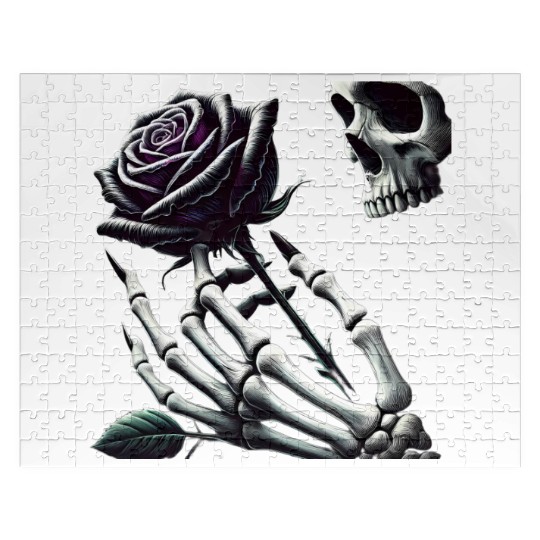 Skeleton Hand Holding a Poisonous Rose Jigsaw Puzzles