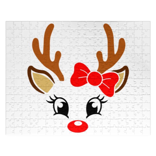 Reindeer Face Christmas, Merry Christmas Jigsaw Puzzles