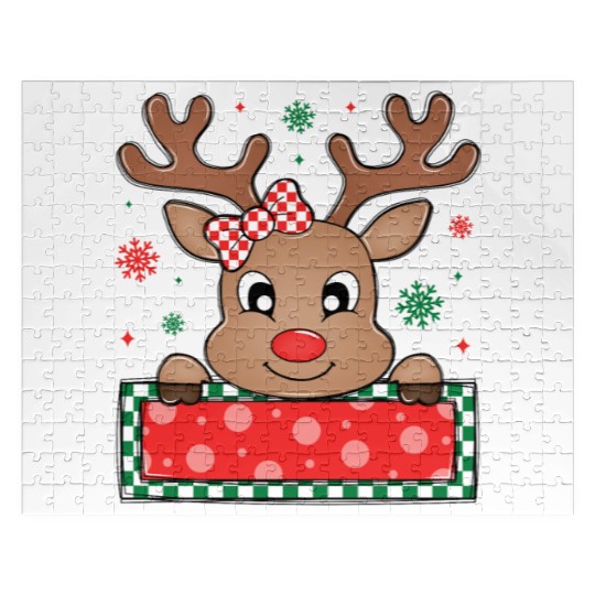 Girl Christmas Reindeer Jigsaw Puzzles