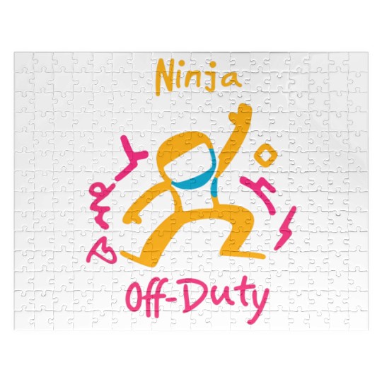 Bold Off-Duty Ninja Graphic funny pop-art neon Jigsaw Puzzles