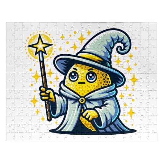 Cute Wizard Lemon with Magic Wand Jigsaw Puzzles