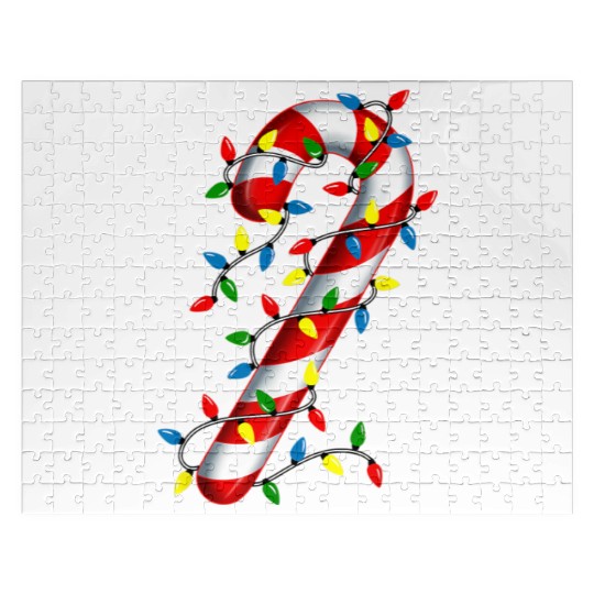 Candy Cane Merry and Bright Christmas Lights Candy Jigsaw Puzzles