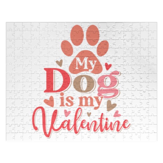 My Dog Is My Valentine Jigsaw Puzzles Funny Dog Lover Retro