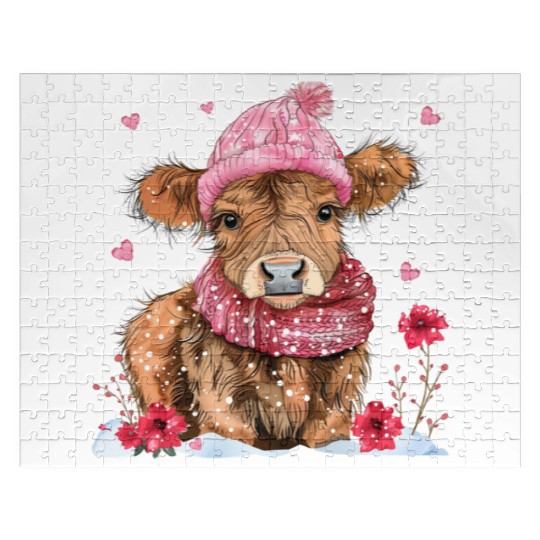 Cute Highland Cow Valentines Day Jigsaw Puzzles