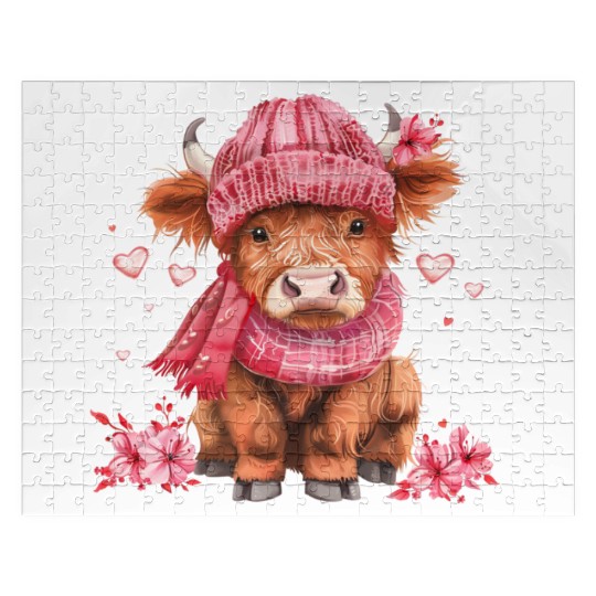 Cute Highland Cow Valentines Day Jigsaw Puzzles