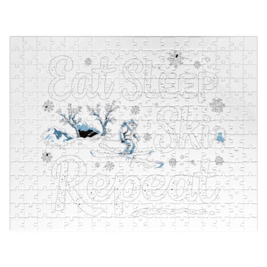 Eat Sleep Ski Repeat Ski Winter Sports Skiers Jigsaw Puzzles