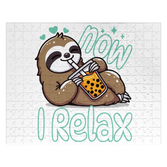funny quote gift idea bubble tea boba sloth design Jigsaw Puzzles