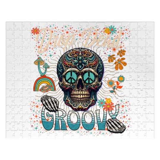 Drop Dead Groovy Psychedelic Skull Jigsaw Puzzles