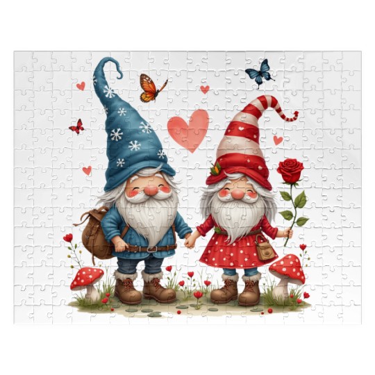 Gnomes Valentines Revelin, Valentines Retro Jigsaw Puzzles
