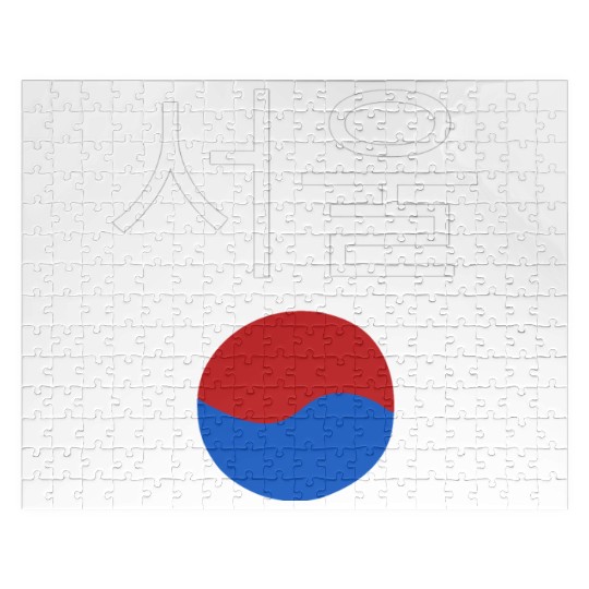 Seoul South Korea Hangul Korean Flag Taeguk Jigsaw Puzzles