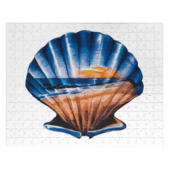 Seashell Beach Scene Serene Ocean Landscape Jigsaw Puzzles