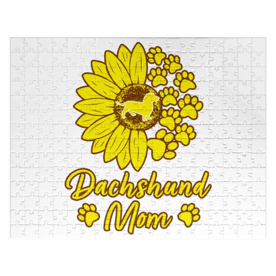 Dachshund Mom Dog Mom Dog Lover Sunflower Jigsaw Puzzles