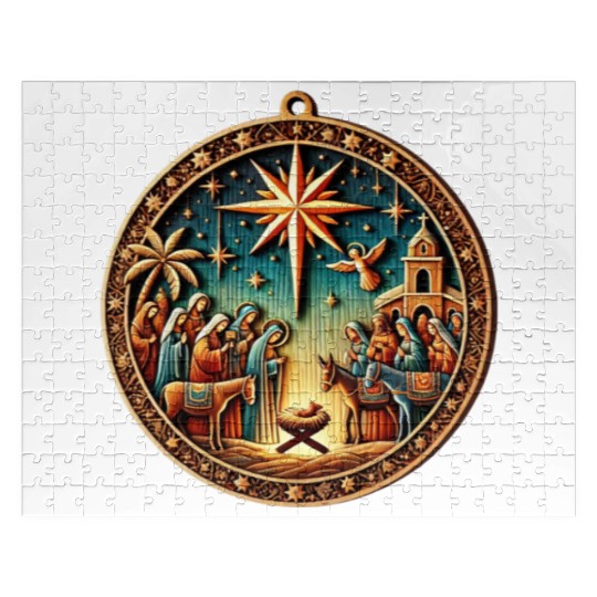 Christmas Nativity Scene Wooden Ornament Jigsaw Puzzles