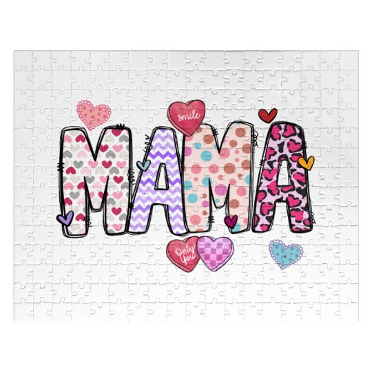 Mama Heart Glitter, Valentines, Valentines Day Jigsaw Puzzles