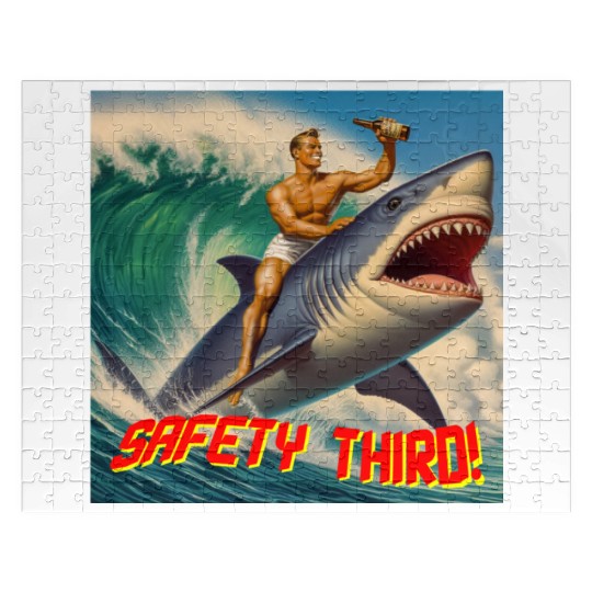 Retro Safety Third Shark Rodeo Jigsaw Puzzles