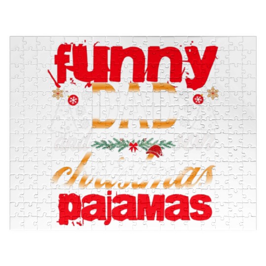 funny dad and son christmas pajamas t eshort Jigsaw Puzzles