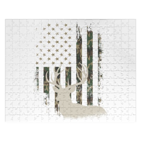 Whitetail Buck Deer Hunting American Camouflage Jigsaw Puzzles