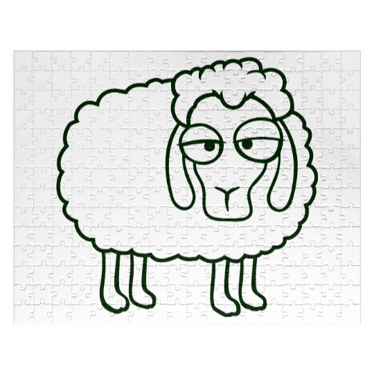 Sheep Tired Bored Look Little Sweet Lamb Bad Mood Jigsaw Puzzles