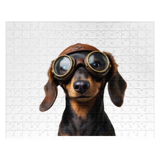 Adventurous Dachshund Aviator Jigsaw Puzzles