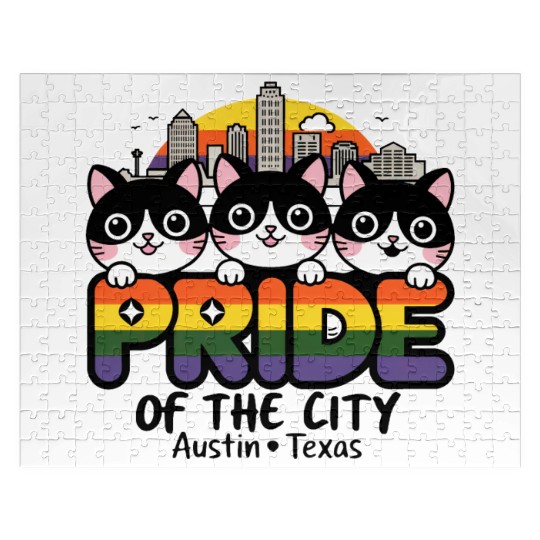 Pride of Austin City Texas USA Rainbow Flag Jigsaw Puzzles