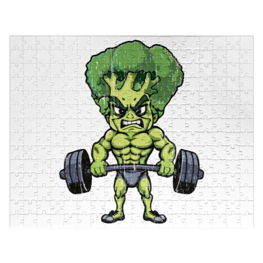 funny broccoli gym bodybuilding Jigsaw Puzzles