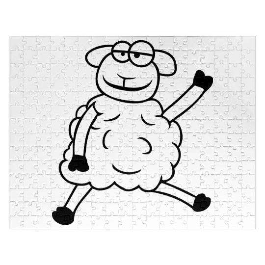 Sheep Sitting Waving Greeting Happy Smile Cool Fun Jigsaw Puzzles