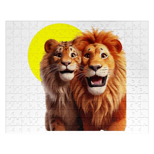 Perfect match Happy Lion Family Cartoon Jigsaw Puzzles