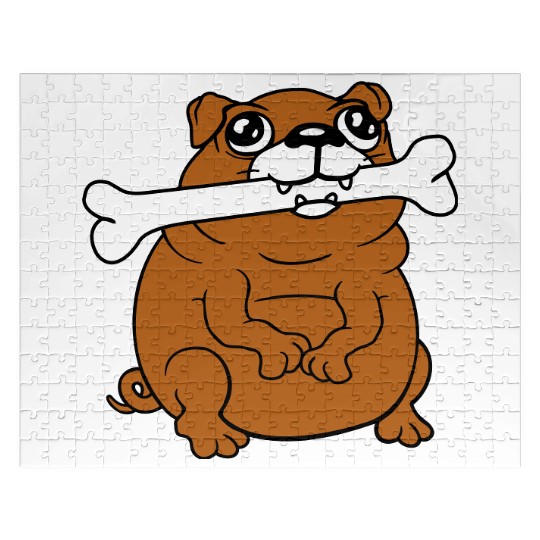 Pug Dog Bone Mouth Hunger Delicious Happy Cool Fun Jigsaw Puzzles