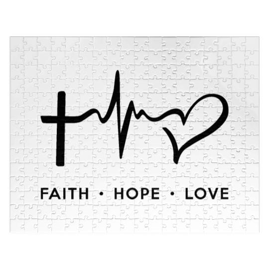 Faith Hope Love - Black Jigsaw Puzzles