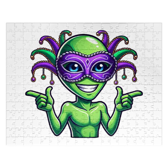Mardi Gras Alien Cartoon Veggie Fun Jigsaw Puzzles