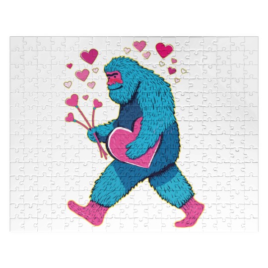 Bigfoot Heart Valentine's Day Boys Girls Kids Lov Jigsaw Puzzles