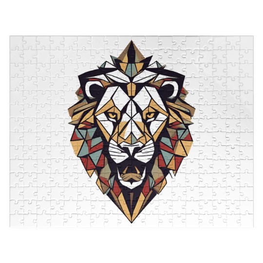"Cosmic Geometric Lion Jigsaw Puzzles: Majestic Celestial