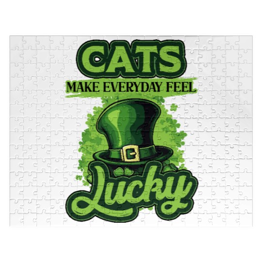 Cats Make Everyday Feel Lucky St Patricks Day Jigsaw Puzzles
