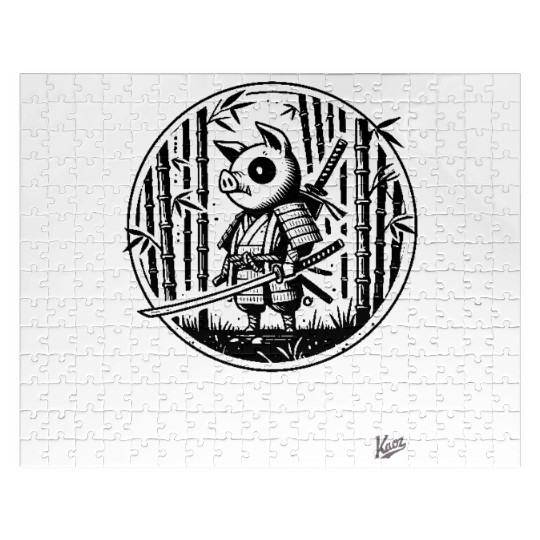 Pig Samurai in Bamboo Forest Jigsaw Puzzles