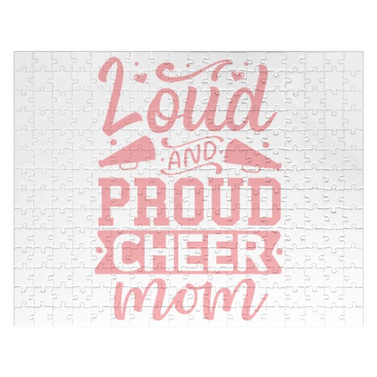 Loud And Proud Cheer Mom Heart Cheerleader Sports Jigsaw Puzzles
