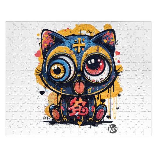 Psycho Lucky Cat – Glitch Meow Madness Jigsaw Puzzles