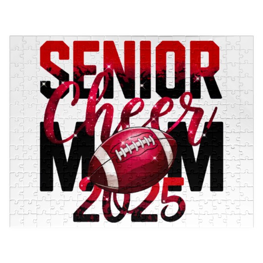 Red Senior Cheer Mom 2025 Football Design Mom Life Jigsaw Puzzles