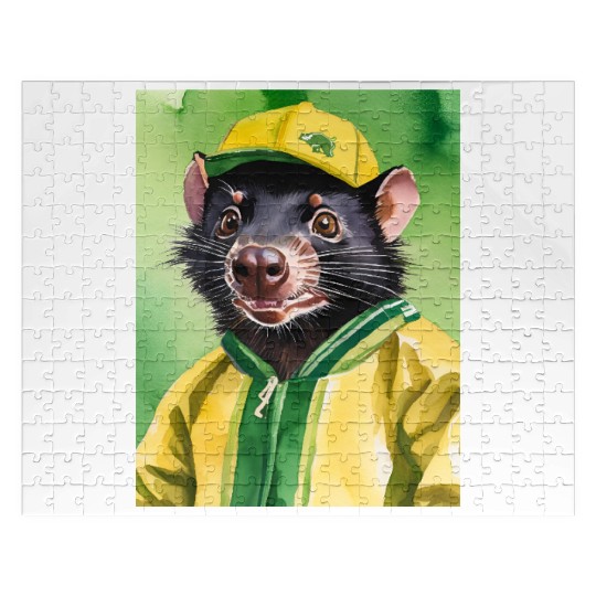 Green and Gold Tassie Devil Jigsaw Puzzles