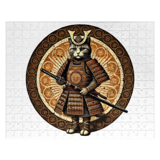 Japanese Samurai Cat Tattoo Kawaii Cat Art Anime Jigsaw Puzzles