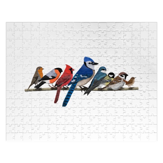 Garden Birds Blue Jay Cardinal Bullfinch Birding Jigsaw Puzzles