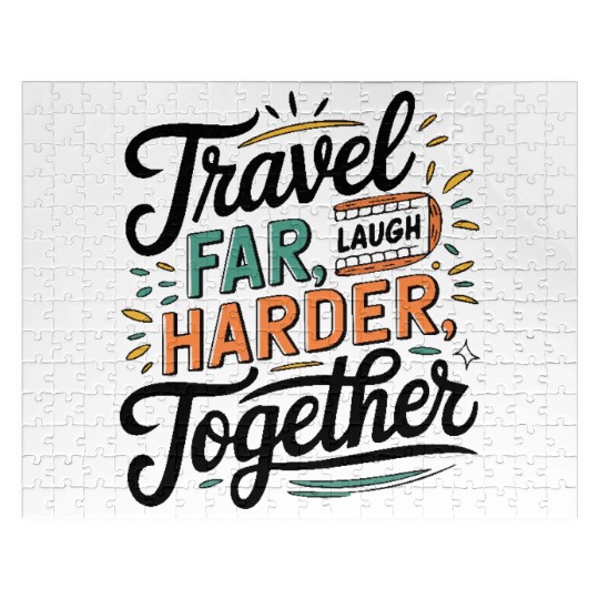 Travel Together adevnture travel quote text Art Jigsaw Puzzles