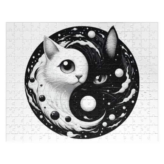 Ying and Yang Cats Asian Meditation Gift Idea Jigsaw Puzzles