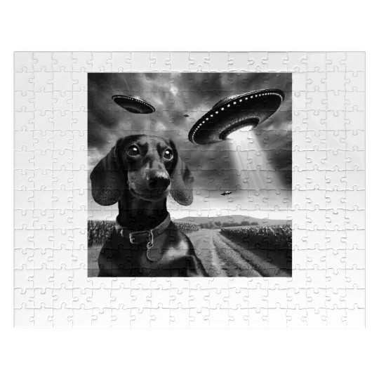 Dachshund Dog Mom Dad Funny Graphic Selfie UFOs We Jigsaw Puzzles