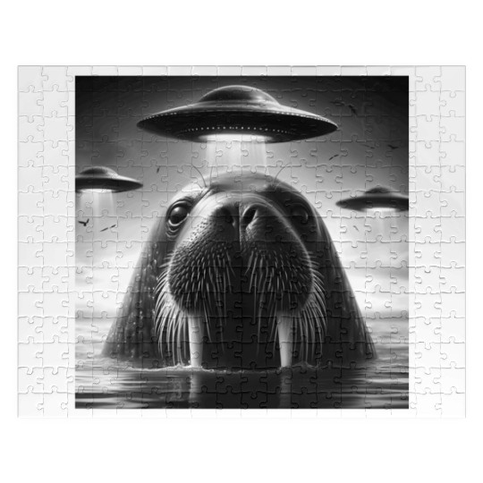 Walrus Sea lion Funny Graphic Selfie with UFOs Wei Jigsaw Puzzles