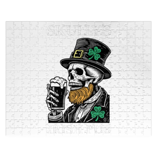 Skully's Irish Pub Skull St. Patrick's Day 2025 Sh Jigsaw Puzzles