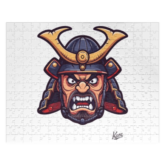 Angry Samurai Warrior Head Illustration Jigsaw Puzzles