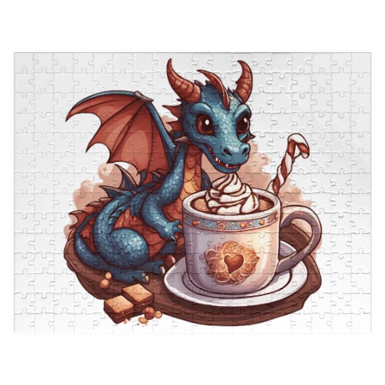 Cozy Dragon and Hot Chocolate Delight Jigsaw Puzzles