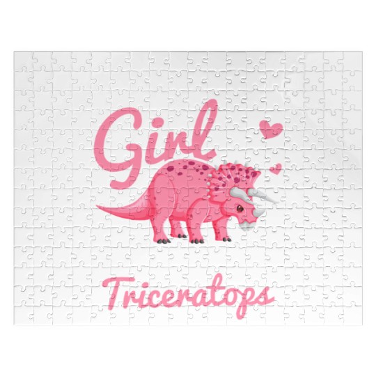 Girl Who Loves Triceratops Triceratops Lover Girl Jigsaw Puzzles