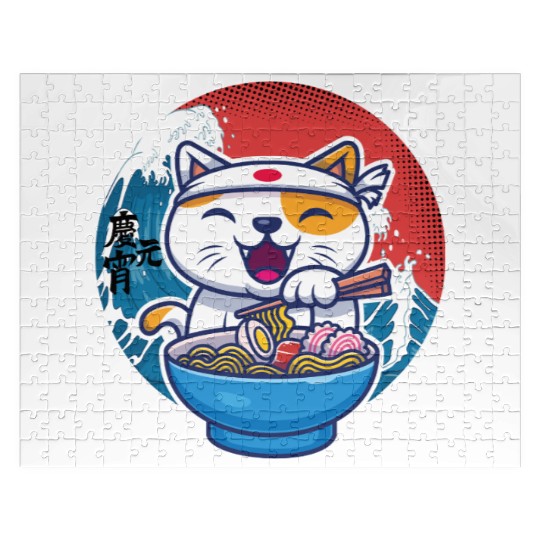 Japanese cat ramen Jigsaw Puzzles