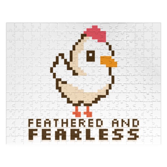 Feathered and Fearless: Bold 8-Bit Chicken Jigsaw Puzzles